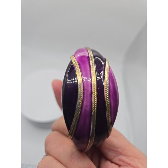 Original by Robert Signed Vintage Hinged Bangle Cuff Bracelet Purple Enamel - Picture 7 of 8